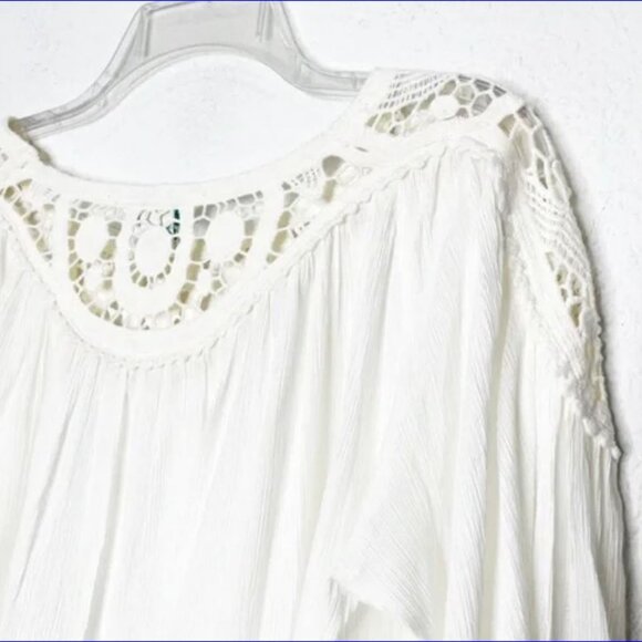 SUNDANCE Cotton Gauze Crochet Lace Boho Blouse - XL - Picture 6 of 7